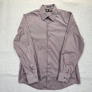 CJ Black Fitted Men's Dress Shirt Gray Large Cotton Blend